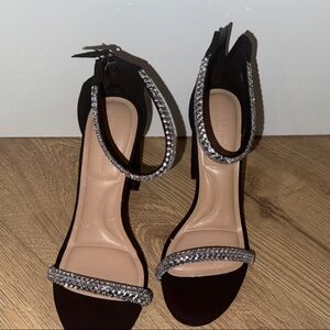 Wild Diva Black Heels with Silver Accents